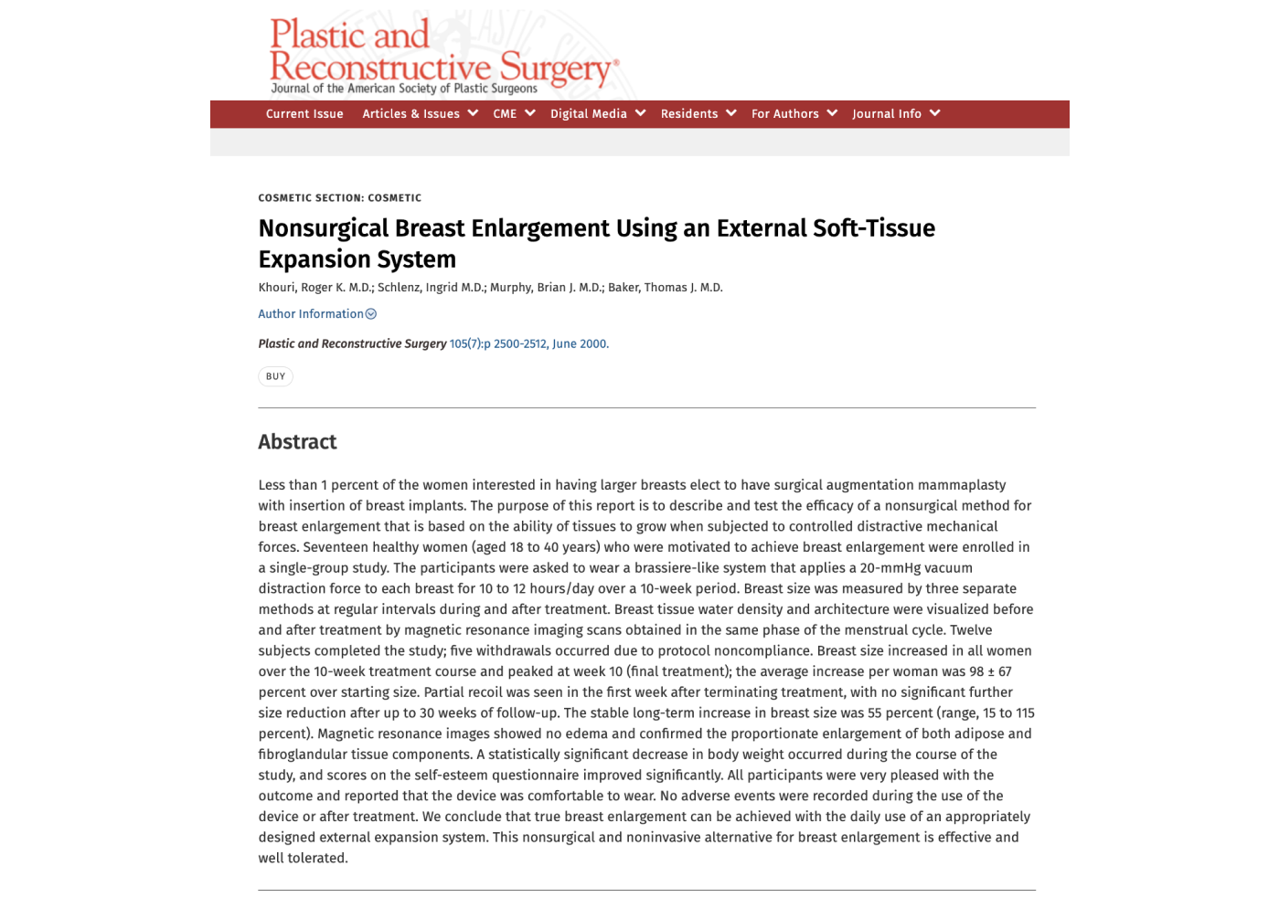 Nonsurgical Breast Enlargement Using An External Soft-Tissue Expansion System