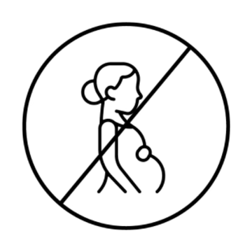 Crossed-out icon of a pregnant woman