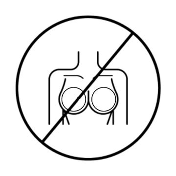 Crossed-out icon of breasts with implants